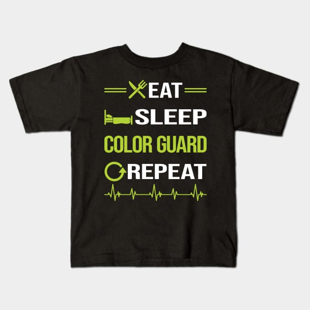 Funny Eat Sleep Repeat Color Guard Colorguard Kids T-Shirt by Happy Life